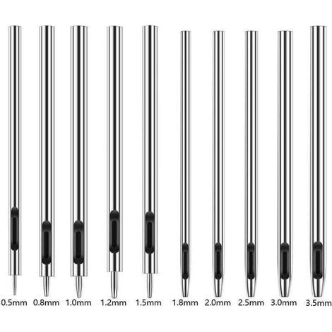 Perforateur Cuir 10 Pièces Emporte Pièce à Frapper Pointeau a Frapper Emporte Piece Cuir Papier Joint Moteur Creux Trou Poinçon Creux en Acier Rond Set Poinçon Creux En Cuir，argent， (1/4)