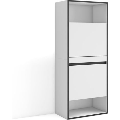 Skraut Home - Zapatero, Armario zapatos botas, 60x145x35 cm, Dormitorio, habitación, Mueble auxiliar, Estilo Moderno, Blanco (1/5)