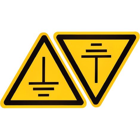 Triangle Faites Attention à Mise à Terre Avertissement Signe Auto-adhésif Jaune avec Noir Mots 50mm/1.95pouce pour Machine, Instrument et Équipement Surface Paquet de 2 (1/4)
