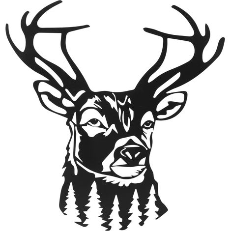 Décoration murale cerf en métal, style rustique, structure robuste en fer, idéale pour la chambre, le salon, le bureau, la cuisine ou le jardin. (1/5)
