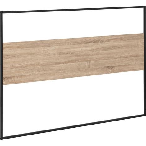 5Five Simply Smart – Tête de lit en bois et métal noir 165 cm – Panneaux effet chêne clair – Hauteur 120 cm – Pour lit double 140/160 cm (1/6)