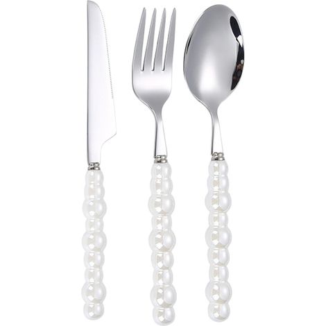 Ensemble de Couverts Perles Manche Céramique Acier Inoxydable 304 Maison
