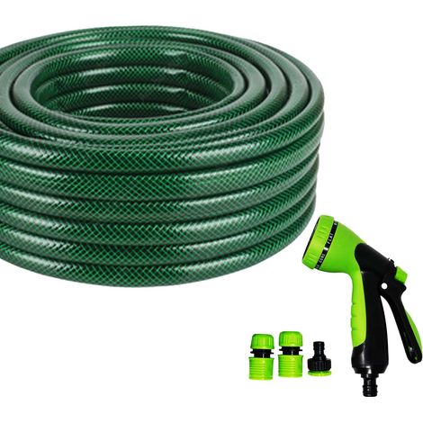 Dapetz® Reinforced Hose Pipe Connectors Set – Anti Kinking Garden Hose, 50M Flexi Hose, Durable Hosepipe for Garden, Pond Hose,Pipe Connector, Tap Connector & Fittings Kit (1/4)