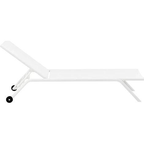 Lettino Prendisole Bianco Textilene Ruote Ø8 cm Schienale Regolabile (1/3)