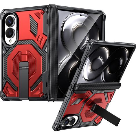 Funda protectora para Samsung Galaxy Z Fold 8, con soporte y tapa de bisagra, para MagSafe, roja. (1/5)