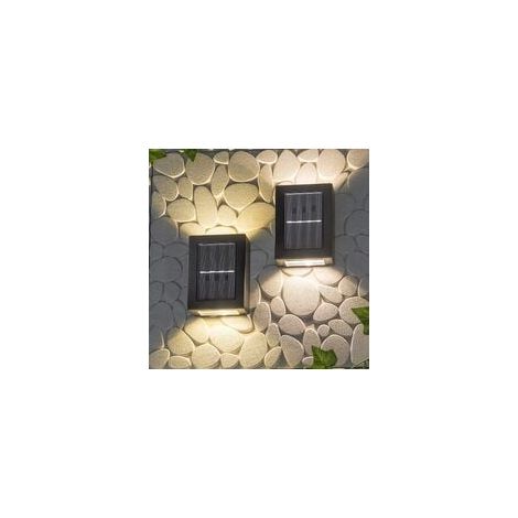 2er-Set Solar-Wandleuchten (nach oben und unten gerichtet) – Energiesparend – Wasserdicht – Staubdicht – Mit warmweißen LEDs – Für Garten, Terrasse, Garage, Einfahrt, Gehweg – 8,6 x 7,5 x 12 cm (1/5)