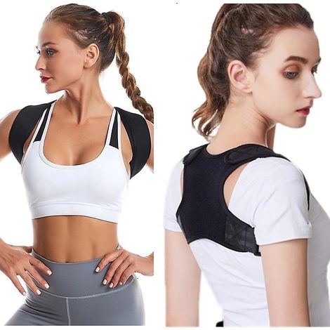 Sangle de soutien lombaire réglable, attelle d'épaule, bandage orthopédique correcteur de posture pour hommes, femmes et enfants - (S) (1/5)