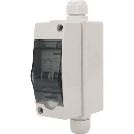 Interrupteur sectionneur double alimentation 40 A pour panneaux solaires, boîtier extérieur compact avec montage sur rail DIN, 12-400 V CC / 90-400 V CA (1/5)