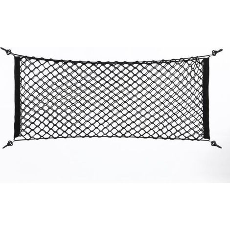 Filet de Rangement, Keenso Organisateur Coffre Voiture en Maille Sac de Rangement Arrière De Voiture 100 × 40cm Noir Universel-rac (1/4)
