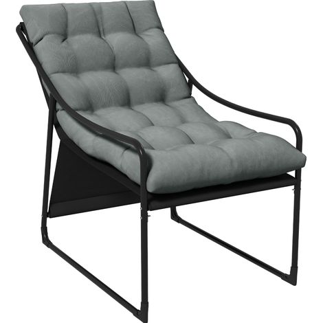 Fauteuil de jardin avec coussin épais, accoudoirs, capacité 120 kg, pour terrasse et balcon, gris (1/5)