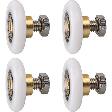 Ensemble de 4 roulettes pour porte de douche, diamètre 20 mm, roulettes pour porte coulissante, roulettes de rechange pour portes coulissantes. (1/5)