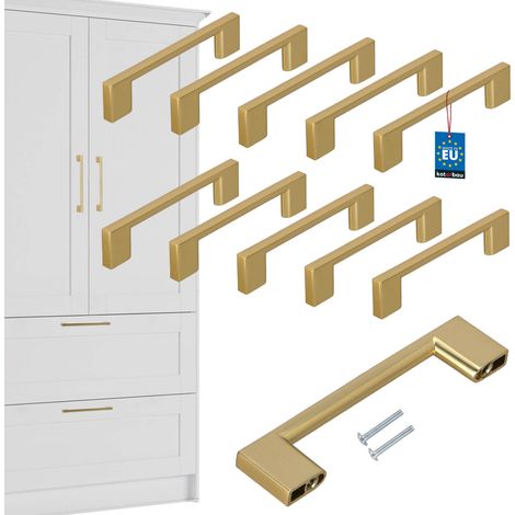 Tirador para muebles de cocina KOTARBAU® Clásico Moderno Oblongo Largo Oro Mate 126 MM Espacio entre 96 MM Juego de 10