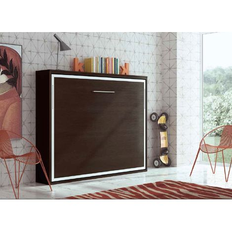 Armoire lit escamotable transversal 90x190 cm Angela - Matelas Sans matelas - Façade Noir - Structure   Noir (1/5)