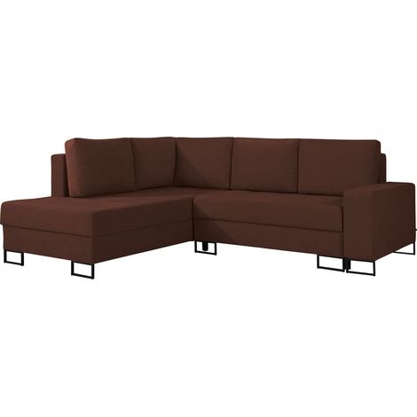 Selsey Larelle – Ecksofa mit Schlaffunktion & Bettkasten, Chenille, Ottomane links, Kupfer