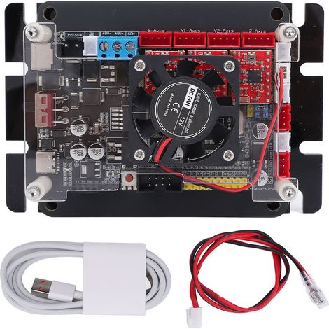 Ortviai Carte de Contrôle CNC 32 bits GRBL pour Machine de Gravure, 2 ou 3 axes, Ventilateur Intégré, Support Moteur Spindle 48 V 500 W (1/5)