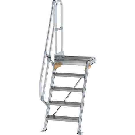 MUNK Treppe mit Plattform 60° inkl. einen Handlauf, 600mm Stufenbreite, 5 Stufen
