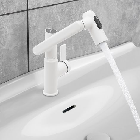 Wasserhahn, LED Temperaturanzeige, Drehbarer Multifunktionshahn, Spültischarmatur(3/8 Schnittstelle) (1/5)
