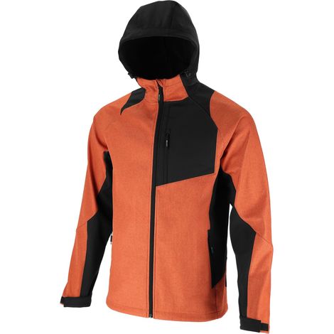 Chaqueta softshell con capucha, rojo ladrillo-negro, "2XL", CE, lahti