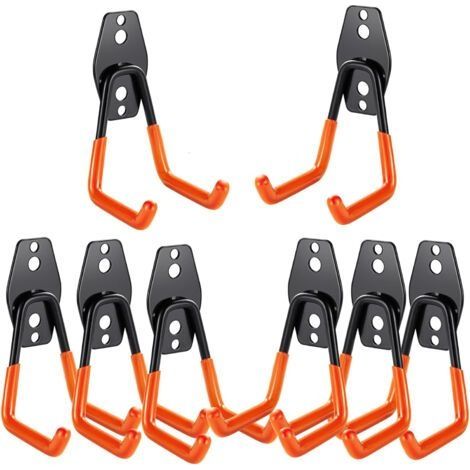 Crochet Mural Garage 8PC, Rangement Garage,Crochet Mural en Acier Fortes pour Êchelle,Vélos,Tuyaux,Outils électriques(Orange)dengyank (1/3)