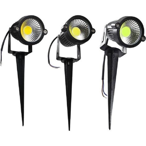 TrAdE Shop Traesio - Faretto Led Cob 5 W Picchetto Esterno Giardino Es06 Luce 4000k 6500k 3000k Verde - -Bianco Freddo - (1/5)
