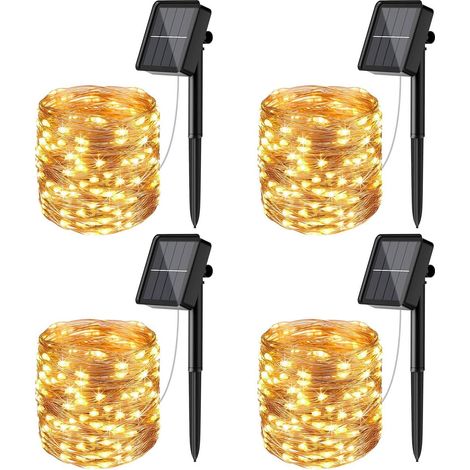 [4 Pack] Solar String Lights Outdoor, 12m 120 LED Solar String Lights Outdoor Waterproof 8 Modes Decoration Light for Garden Patio Yard Home Christmas Wedding Party Warm White (1/5)