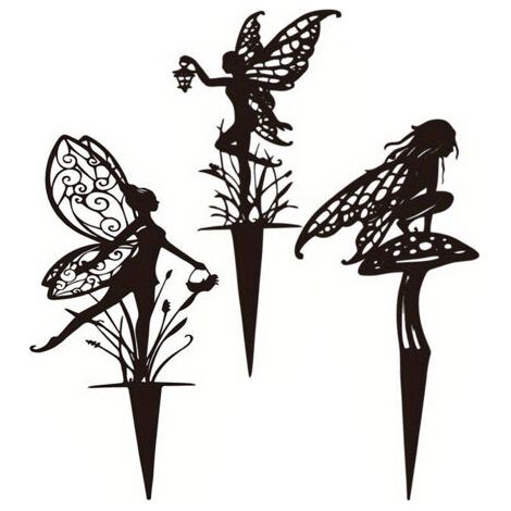 3 piquets fée fer forgé A/B/C jardin pelouse décoration (1/5)