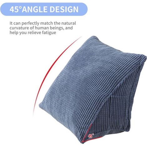 Oreiller triangulaire confortable pour la lecture avec poche zippée, petit coussin triangulaire de soutien lombaire, oreiller (1/3)