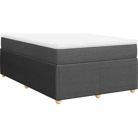 Lit double  Lit adulte  Sommier à lattes de lit avec matelas Gris foncé 120x200cm Tissu
