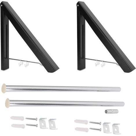 Étendoir à linge pliable et rétractable de 80 cm avec double support mural pour balcon d'hôtel (1/5)
