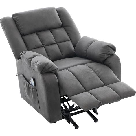 Poltrona 103x96x87 cm, Massaggio a vibrazione, Ricarica wireless, Portabicchiere, Tessuto tecnico, Grigio (1/5)