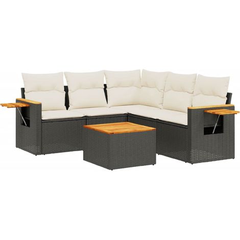 Maison Exclusive - Patio Sofa Set 6-Posti Black and Cream (1/5)