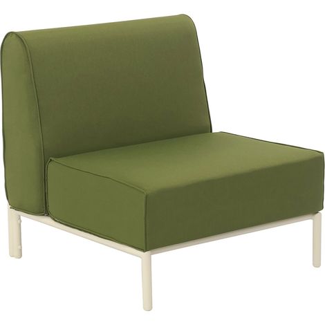 Chauffeuse pour salon pour jardin modulable en tissu vert kaki - Patio