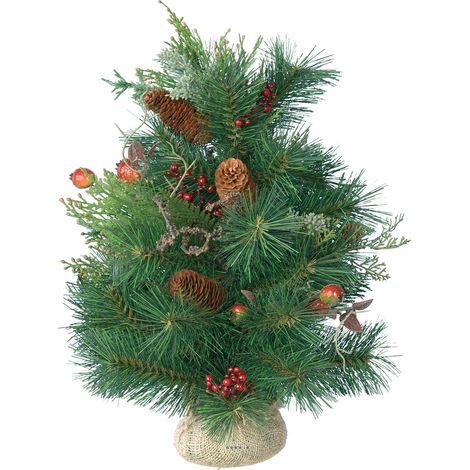 Sapin avec baies en sac jute 50cm artificiel
