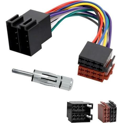 Adaptateur Autoradio Universel DIN ISO avec Câble d’Extension et Connecteurs 15 + 30 pour Antenne et Alimentation (1/4)