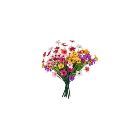 QORVA-Fleurs artificielles en plein air – Lot de 6 bouquets 33 cm – Sans décoloration – Décoration intérieure et extérieure