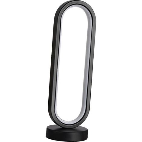 Lampe de bureau moderne 3W USB ovale à intensité variable, lampe de chevet LED pour la protection des yeux, lampe de table pour chambre ou bureau, lumière chaude noire à intensité variable (1/5)