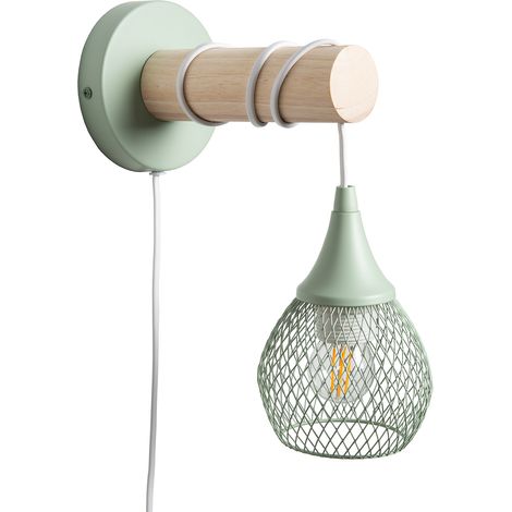 Lámpara de Pared de Madera y Metal Monah Verde Celadón (1/5)