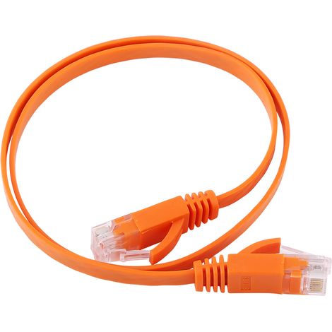 Câble Ethernet Plat RJ45 CAT6 UTP 0.5m Orange pour Routeur - 1000Mbps (1/5)