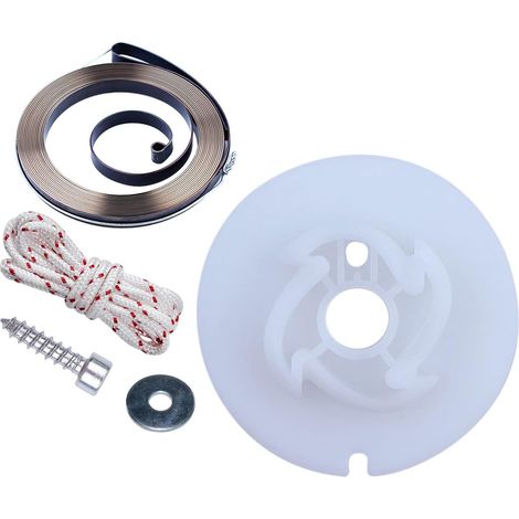 Kit de bobine de lanceur à rappel, poulie, ressort et corde pour Husqvarna 362 365 371 372 385 390, poulie de démarrage, ressort de lanceur, corde, vis, rondelle (1/5)