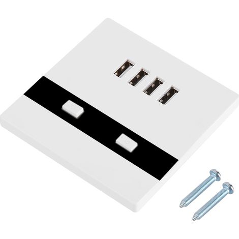 Prise Murale avec 4 Ports USB et Éclairage LED - Pour Chantier et Intérieur - 5 V / 3000 mA - Blanc (1/5)