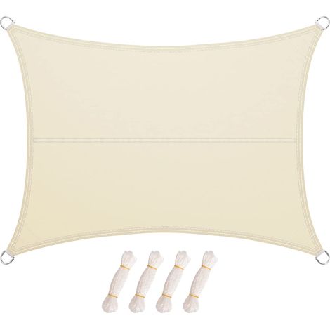 Voile d'ombrage Imperméable Rectangulaire 3x4m, Toile Ombrage UV Protection, pour Patio Jardin, Terrasse, Extérieur, Balcon - Beige (1/5)