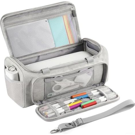 Étui de transport en nylon pour machine Cricut, sac de rangement de voyage avec de multiples poches pour accessoires, outils et matériaux, conception entièrement ouverte pour plus de commodité. (1/4)