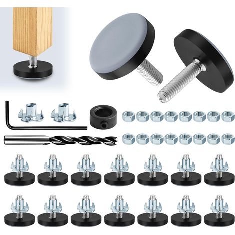 16 Pièces Patins en PTFE avec Filetage Pied Reglable M6 30 mm (1/5)
