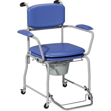 Chaise de douche à roulettes, fauteuil roulant confort rembourré avec accoudoirs rabattables (1/5)