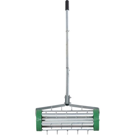 CHICFURN Arieggiatore manuale per prato 139 x 43,5 x 15 cm in acciaio zincato argento e verde (1/5)