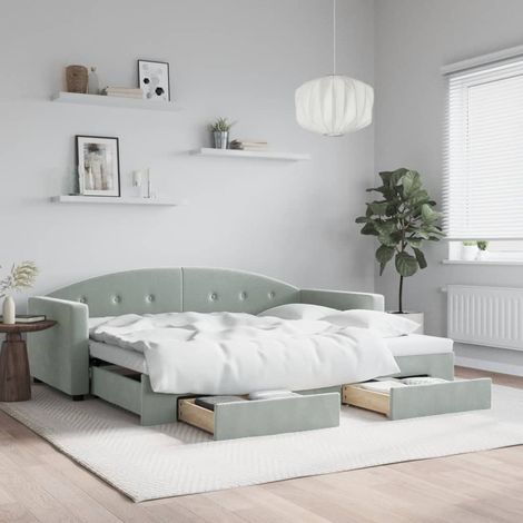 Lit de jour avec gigogne et tiroirs-Canapé-lit avec Rangement sans matelas 90x200 cm 845388 (1/5)