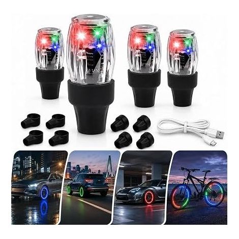 Car Tyre Wheel Light, Tyre Valve Light, LED Car Light, Car Atmosphere Light, with Motion Detector, Gas Nozzle, for Car, Bicycle and Motorcycle (1/5)