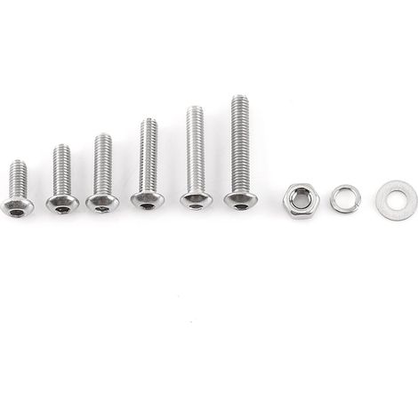 Assortimento di bulloni e dadi esagonali (testa a bottone) in acciaio inox M3 304.