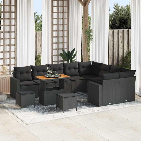 Conjunto de sofás de jardín 13 uds. 10-Número de plazas Negro vidaXL (1/5)