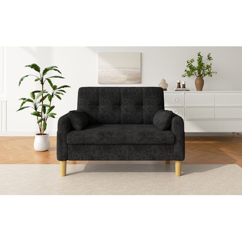 REDOM 2-Sitzer-Sofa 119x78x85 cm, hohe Rückenlehne, 2 Kissen und Seitentasche, Chenille, Grau (1/5)